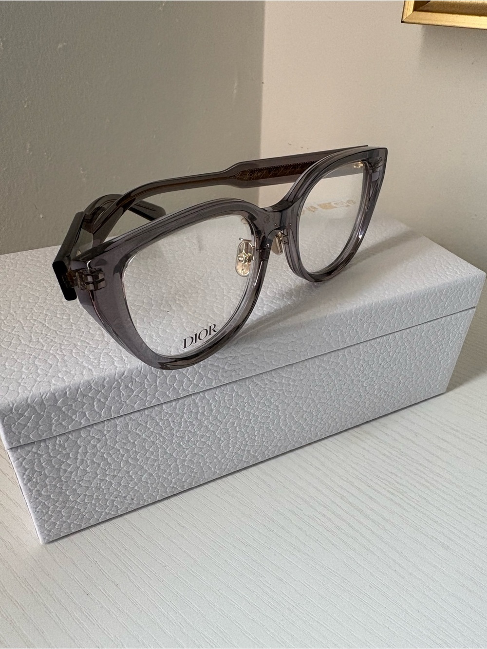 Christian DIOR Women's Translucent Gray Cat-Eye Optical Glasses NWOT - Picture 2 of 6